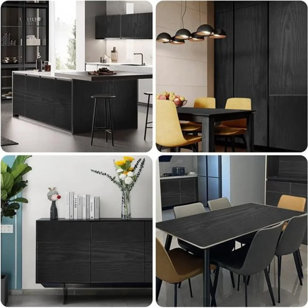 Black Grain Wood Textured Wallpaper Vinyl Film Self Adhesive Wall Paper16
